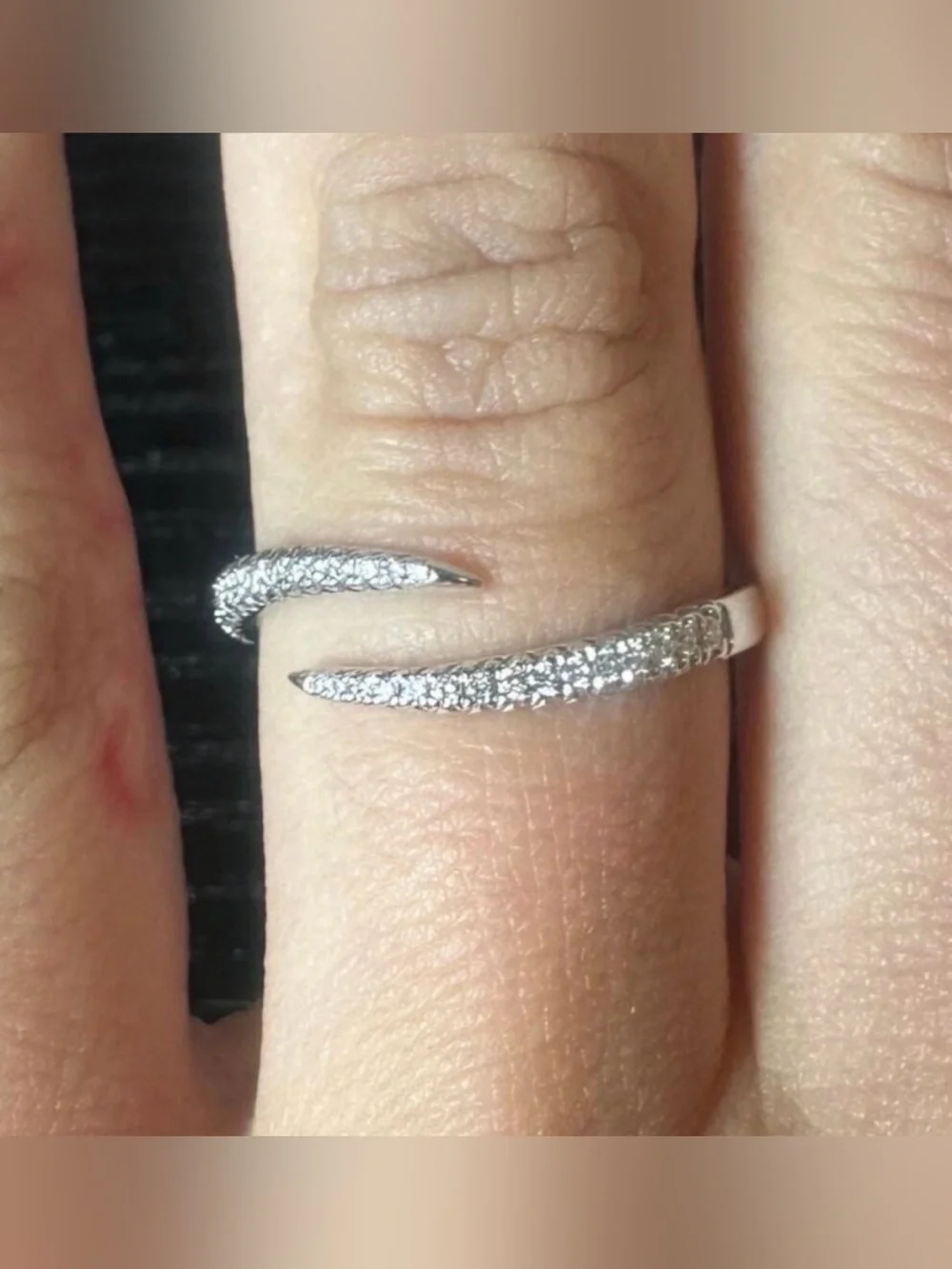 14K White Gold 0.12ctw Natural Diamond Bypass Wrap Ring Size 6.25